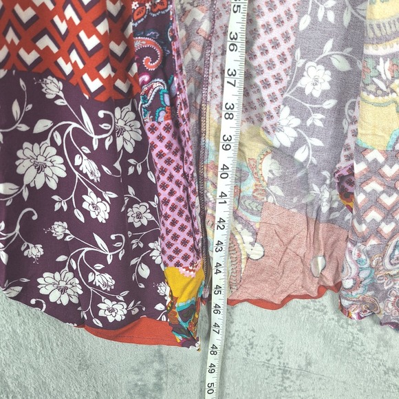 Womens Kimono 1X Boho Patchwork Hippie Open Duster Floral Paisley Festival Beach - Picture 4 of 7